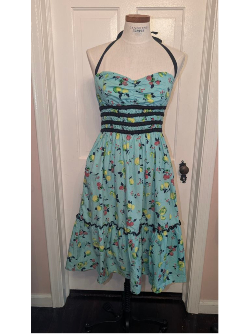 vintage Betsey Johnson fruit print Halter Dress 10 - Picture 3 of 13